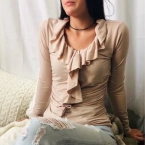 CAbi Taffy Blush Pink Raffle Front Stretch Top - NWT - Small